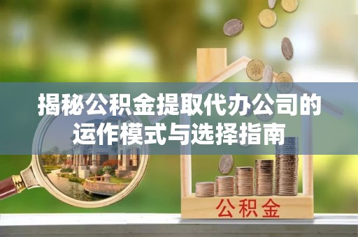 将乐揭秘公积金提取代办公司的运作模式与选择指南