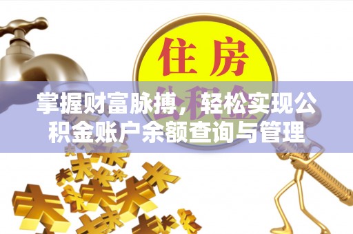 将乐掌握财富脉搏，轻松实现公积金账户余额查询与管理